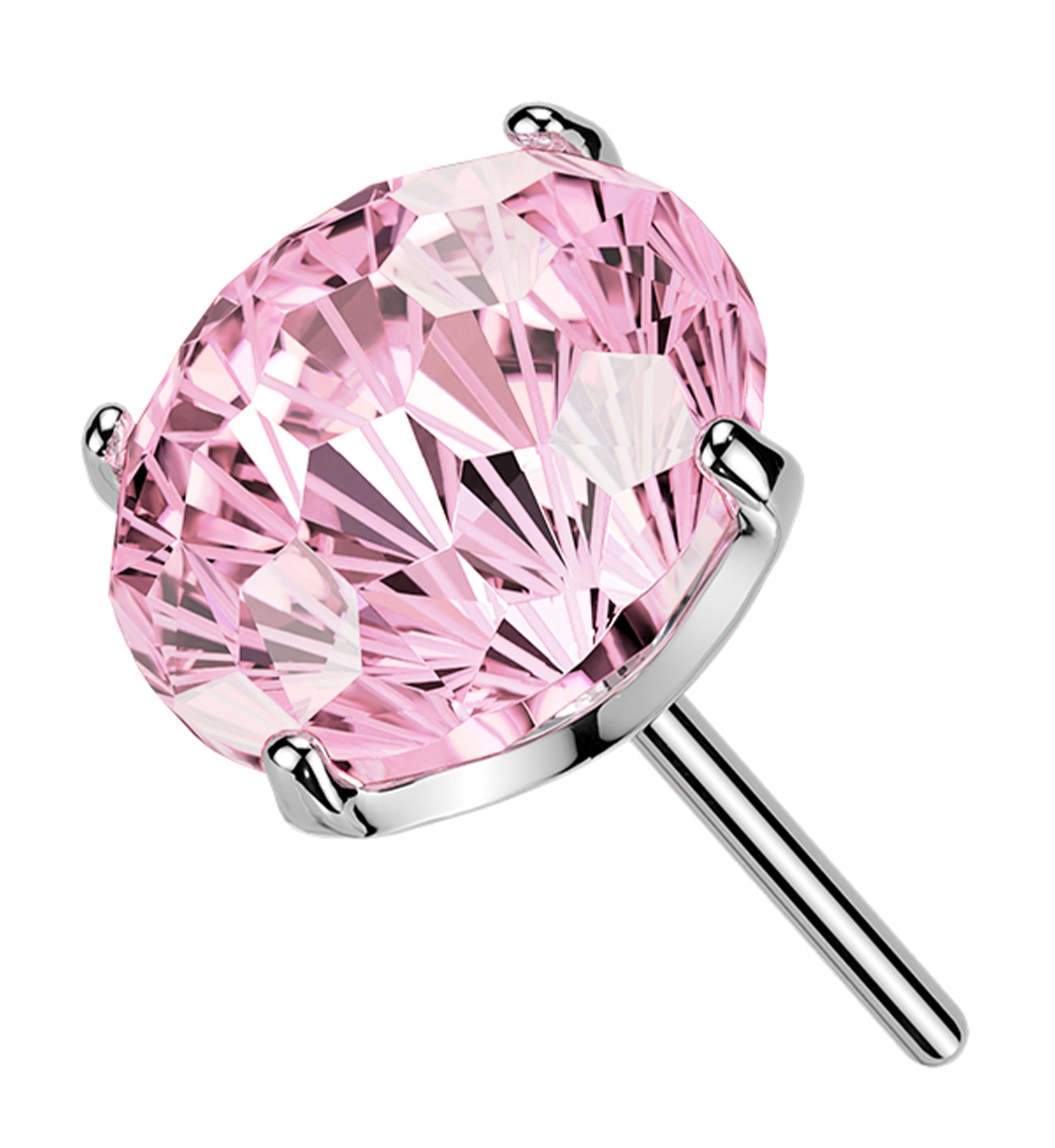 Pink CZ Fireworks Cut Titanium Threadless Top