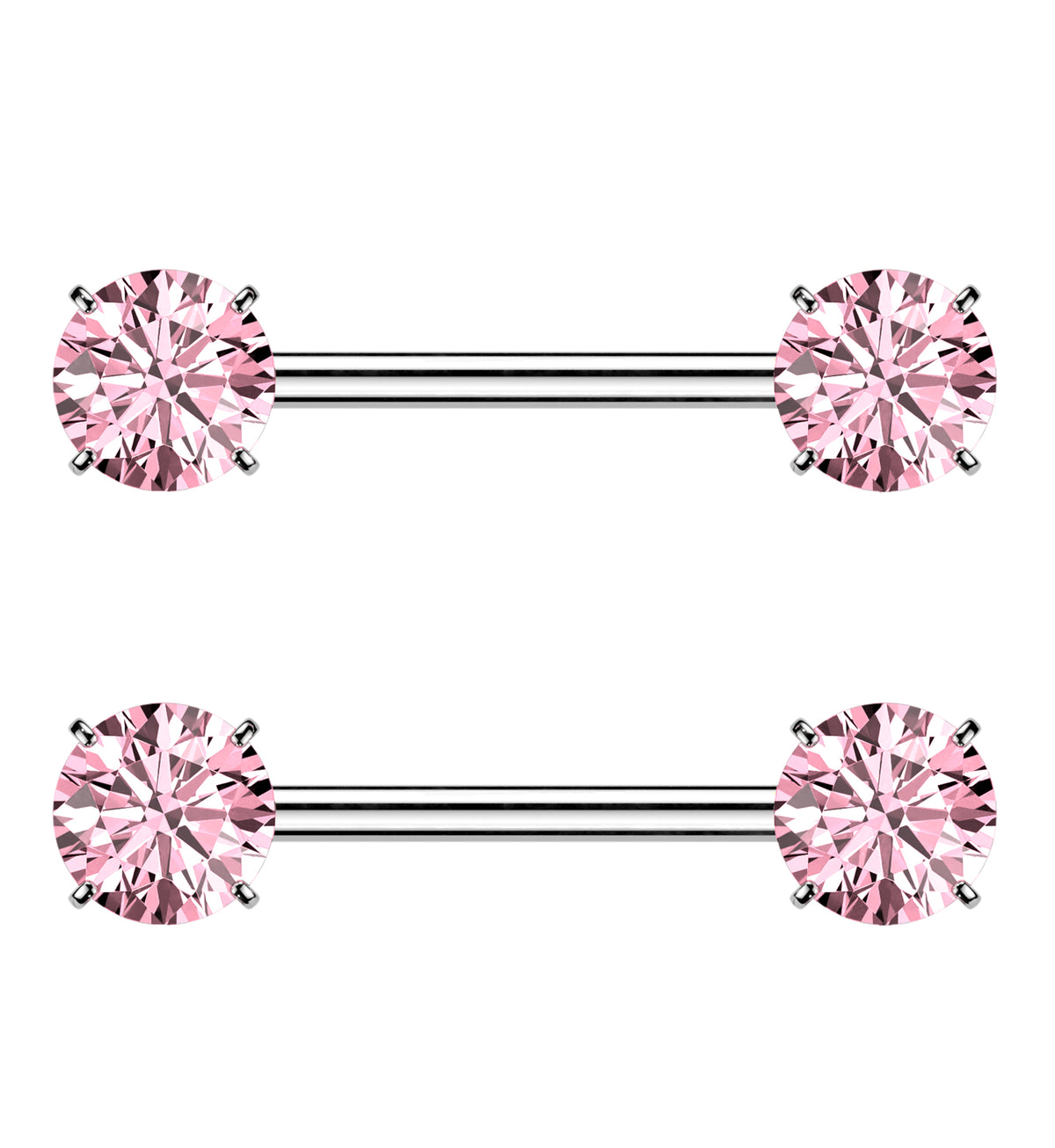 Pink CZ Titanium Threadless Nipple Barbells