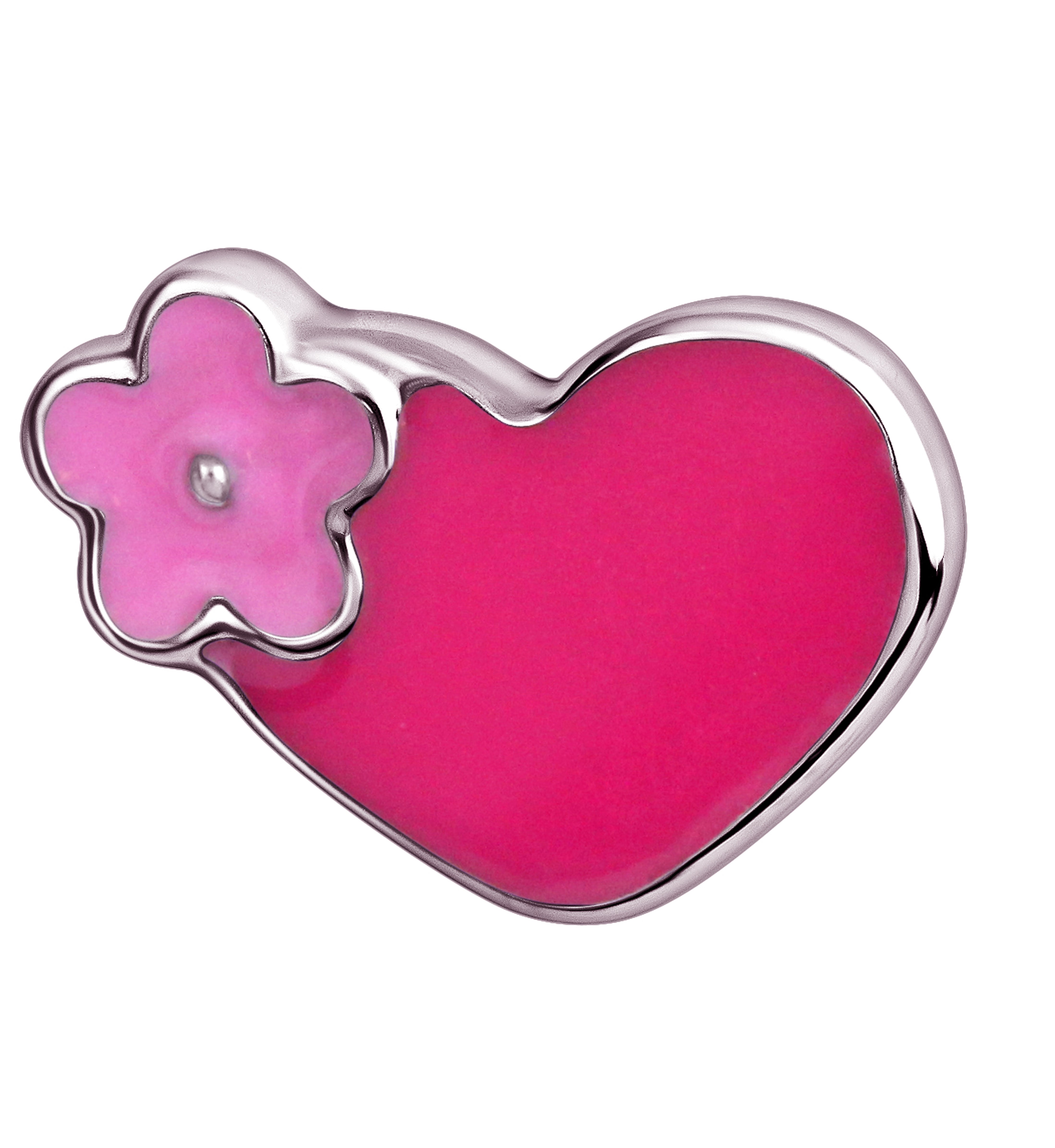 Pink Floral Heart Stainless Steel Internally Threaded Top
