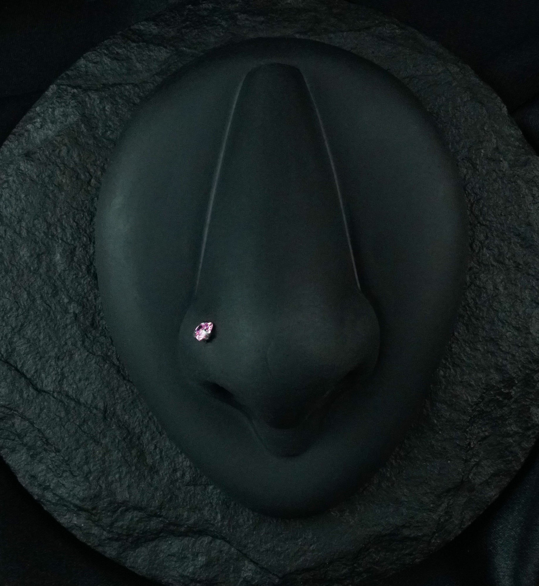 Pink Heart CZ Stainless Steel Nosebone