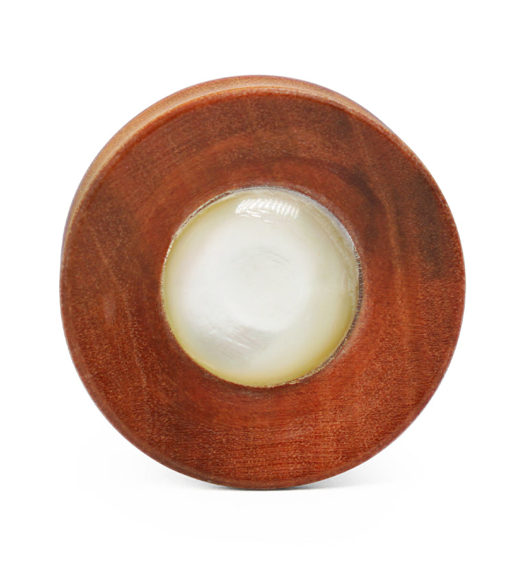 Pink Ivory Wood Plugs with MOP Dome Inlay