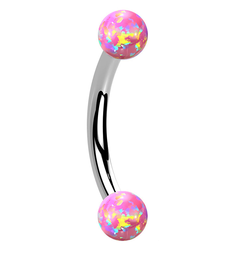 16G Pink Opalite Internally Threaded Curved Barbell