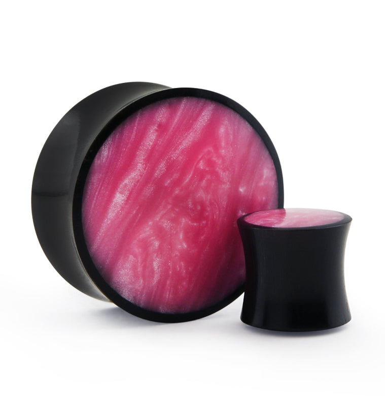 Horn Plugs With Pink Resin Inlay