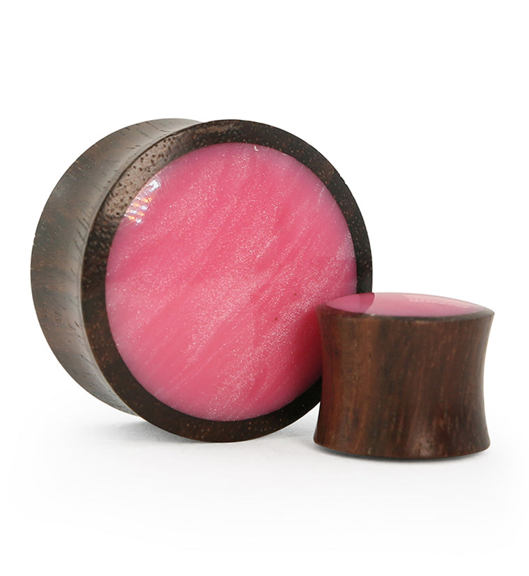 Sono Wood Plugs With Pink Resin Inlay