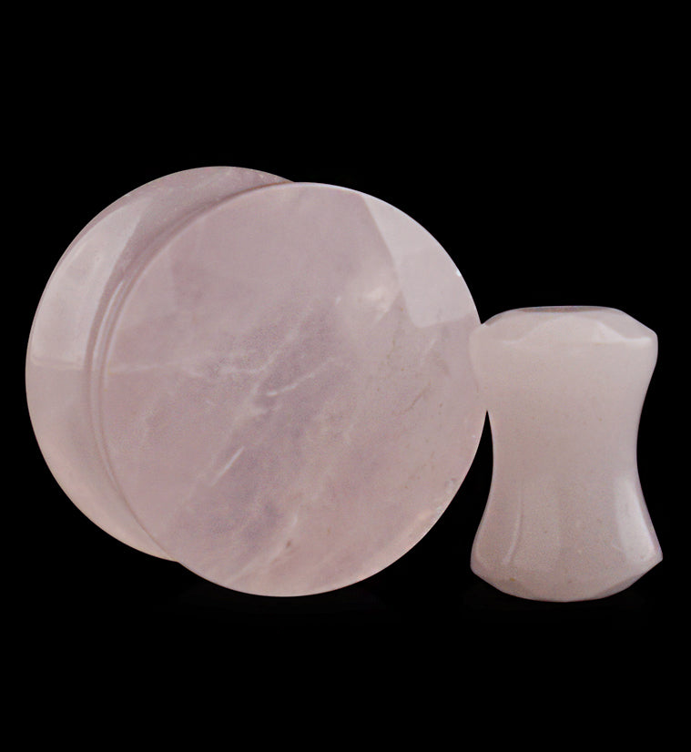 Rose Quartz Faceted Cut Stone Plugs