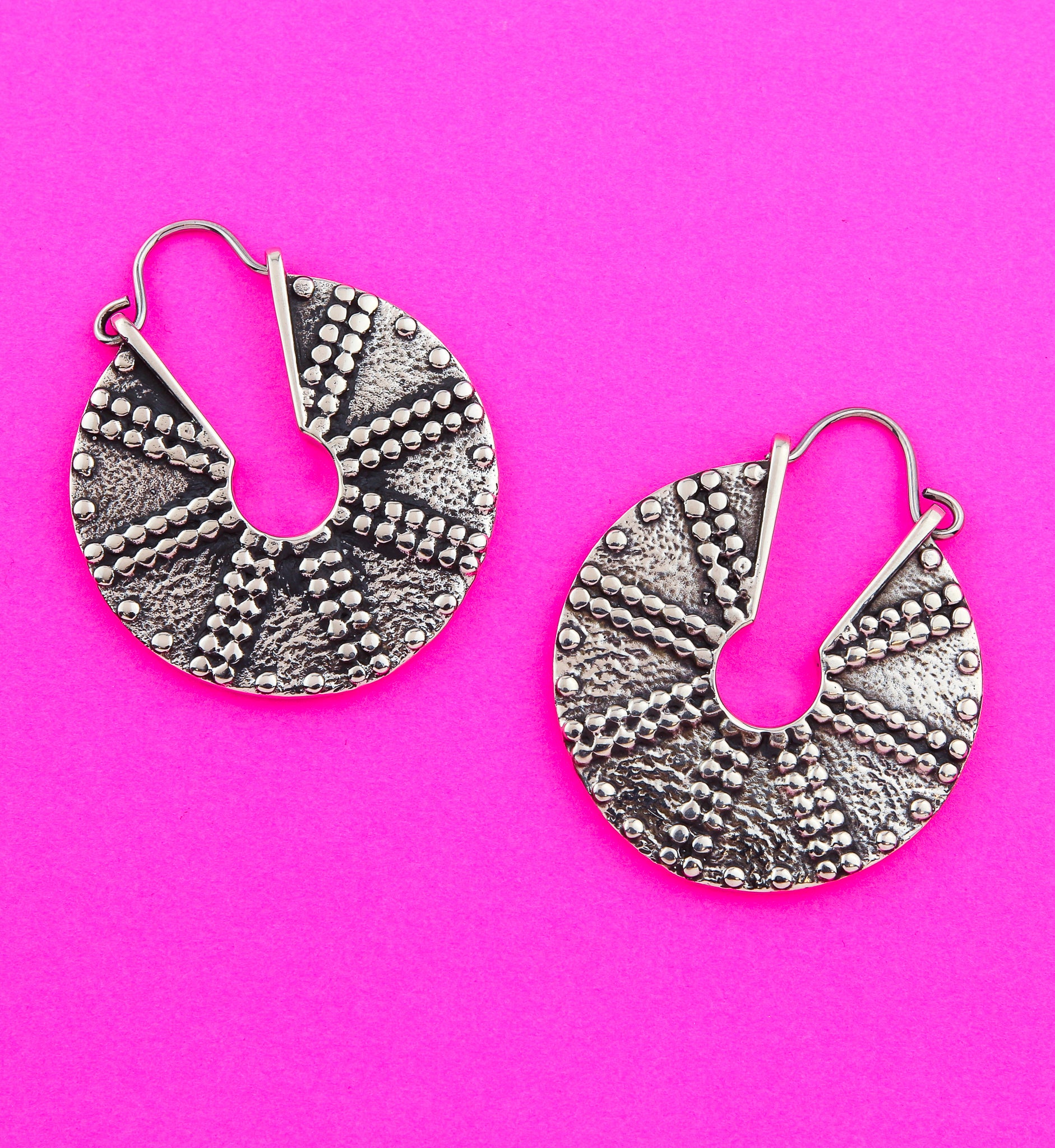 Pivot White Brass Disk Earrings/Hangers