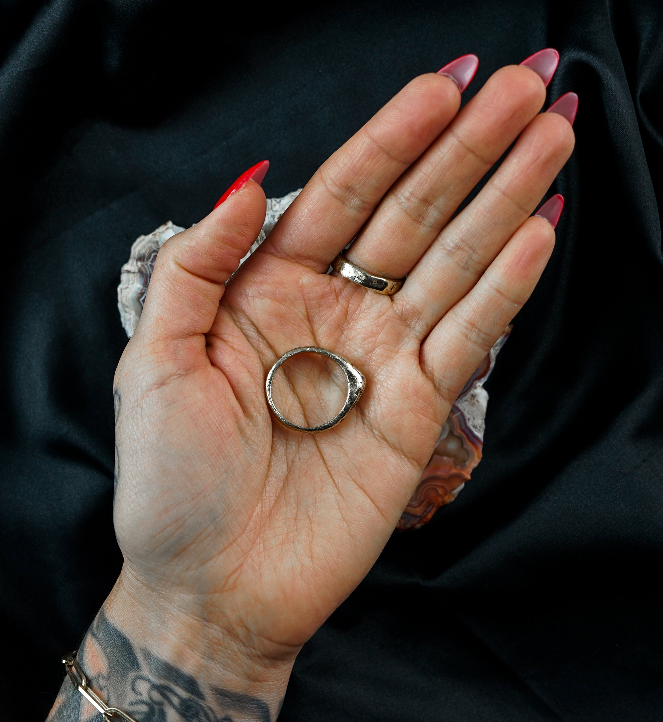 Point Hammered Brass Ring