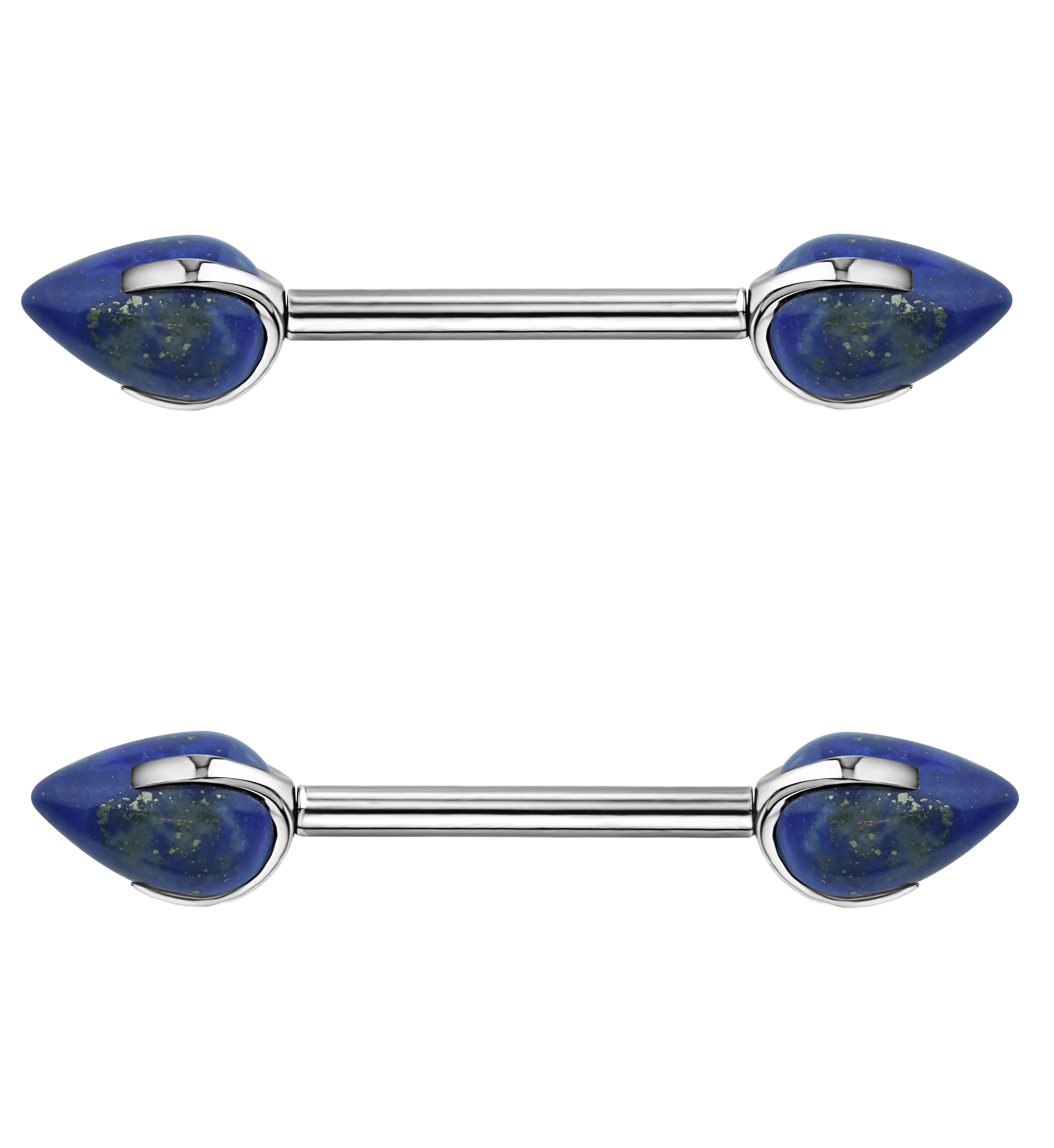 Point Lapis Lazuli Stone Threadless Titanium Nipple Barbell