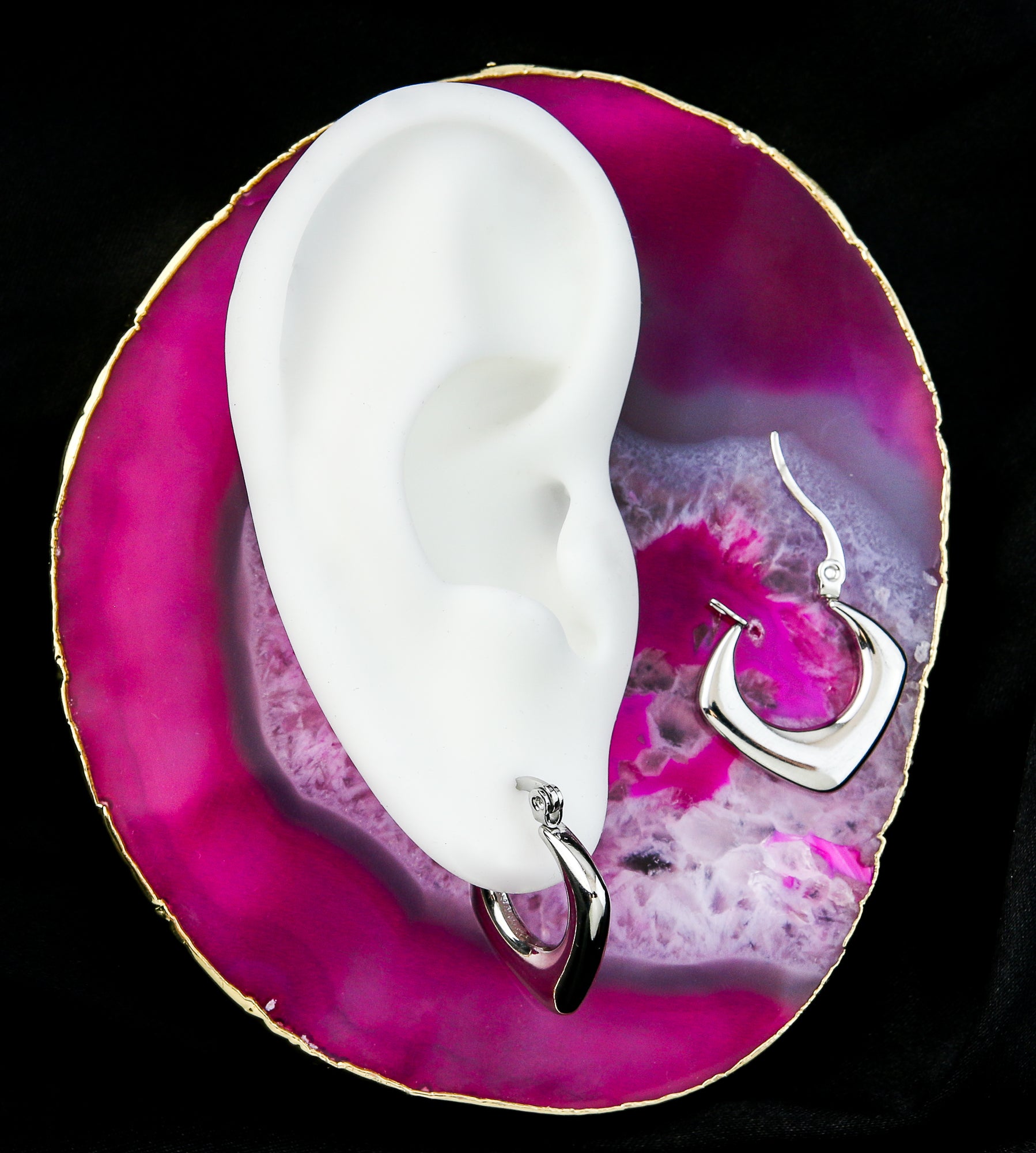 Pointed Stainless Steel Hinged Hoop Earrings