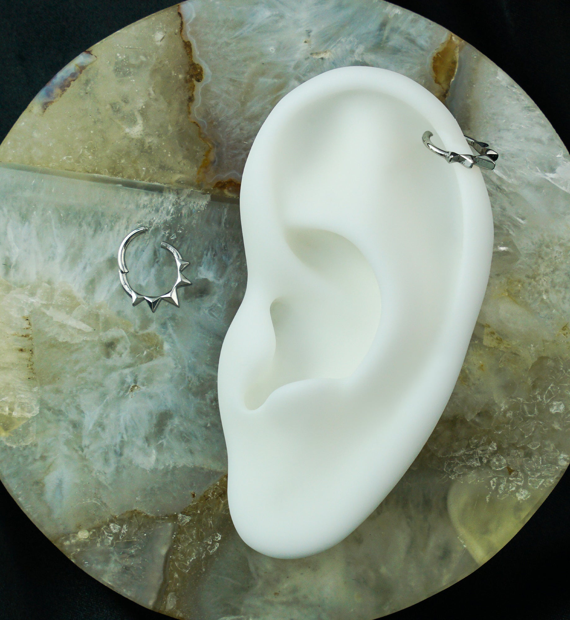 Polyhedra Spike Stainless Steel Hinged Segment Ring