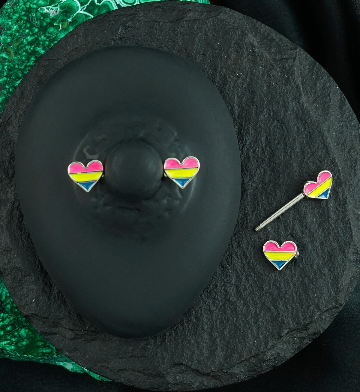 Pride Front Facing Heart Nipple Rings Version 2