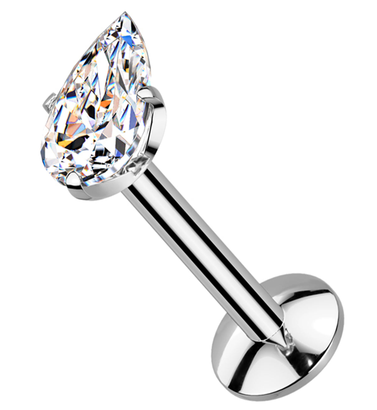 Dangle Marquise Clear CZ Internally Threaded Titanium Labret Dangle Marquise Clear CZ Internally Threaded Titanium Labret