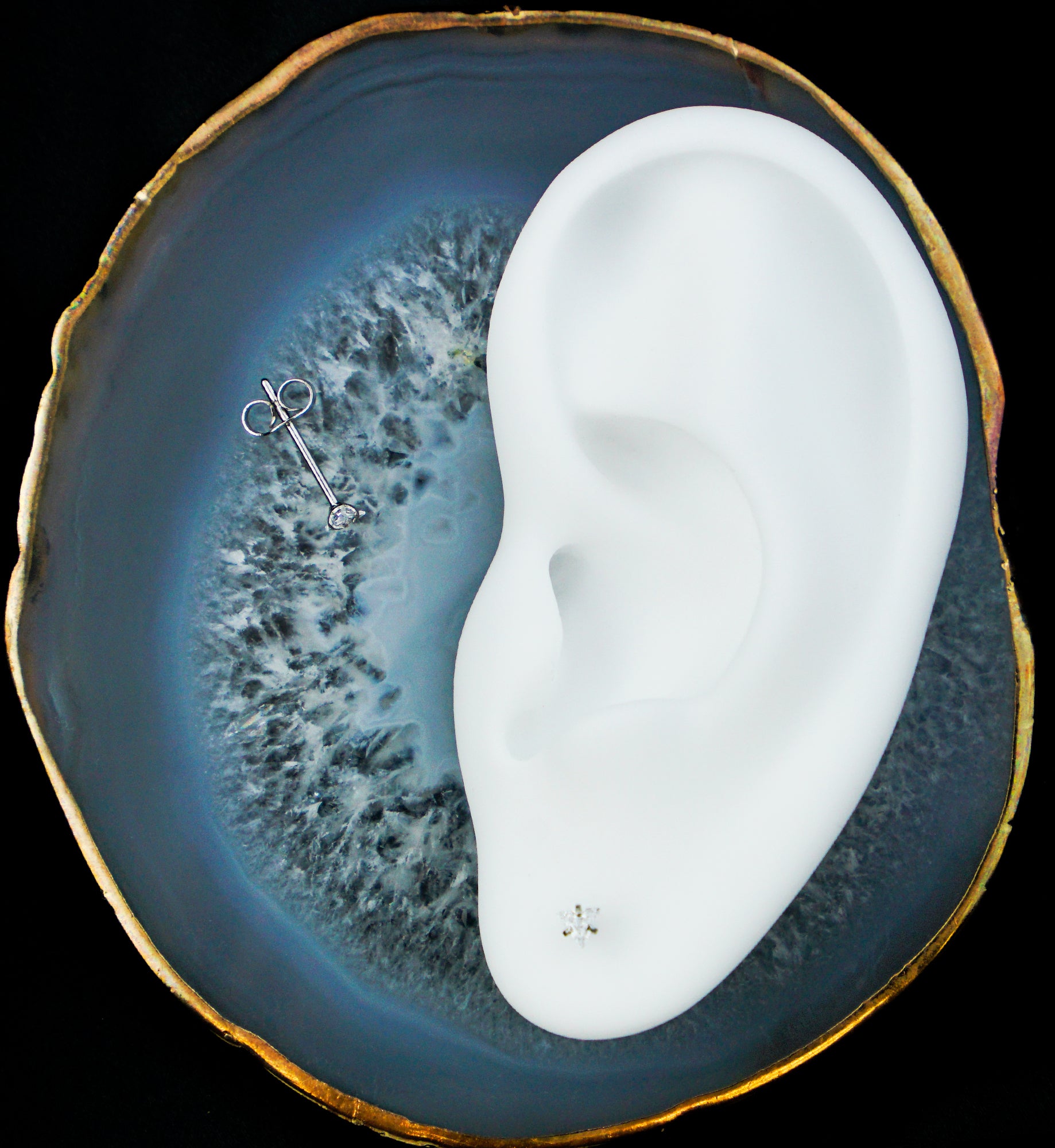 Prong Triangle Clear CZ Stainless Steel Stud Earrings