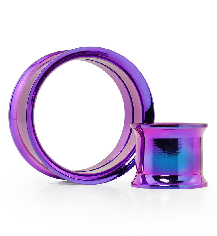 Purple Anodized Stainless Steel Internally Threaded Tunnel Plugs