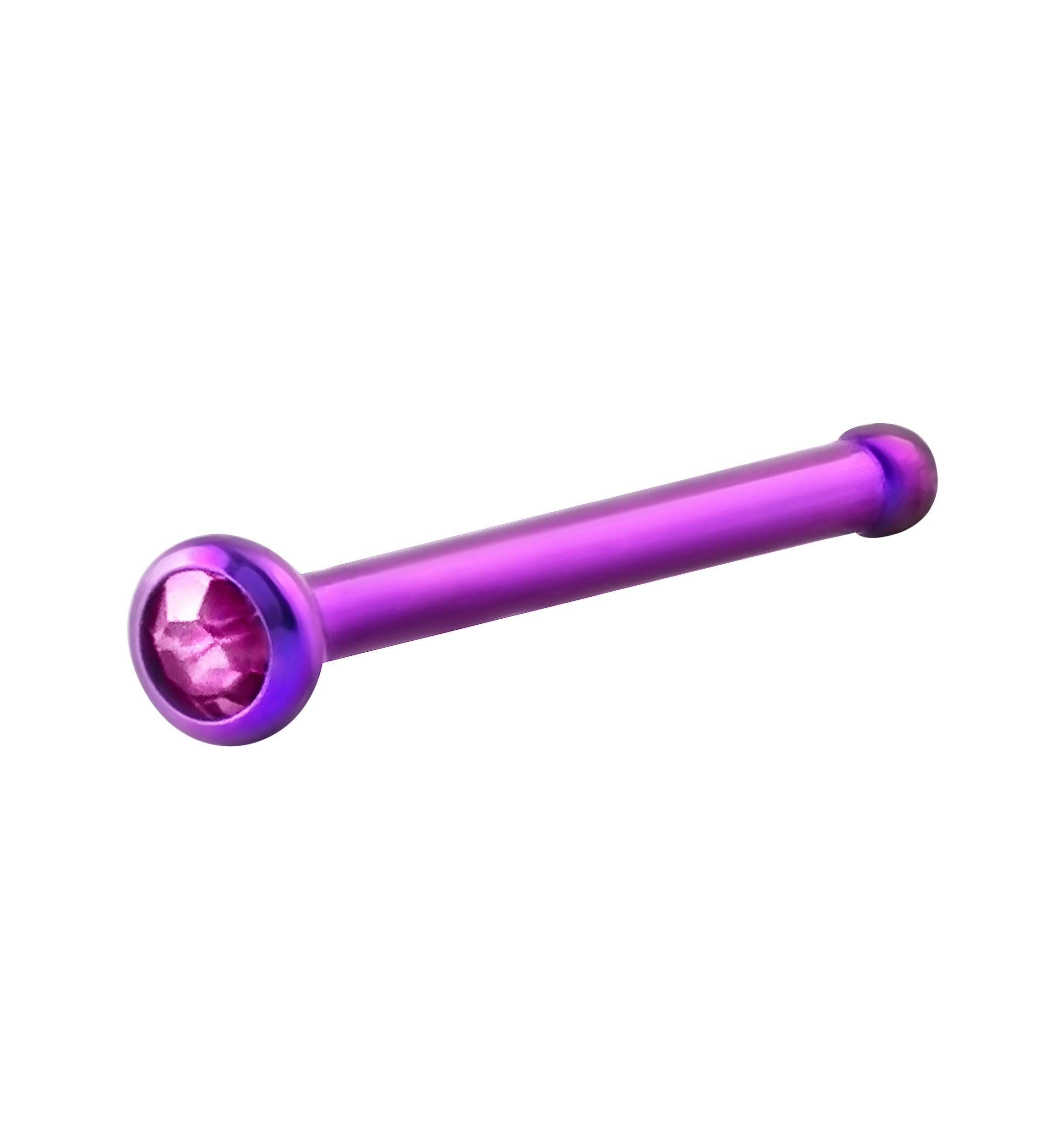 Anodized Purple With Pink CZ Titanium Nosebone