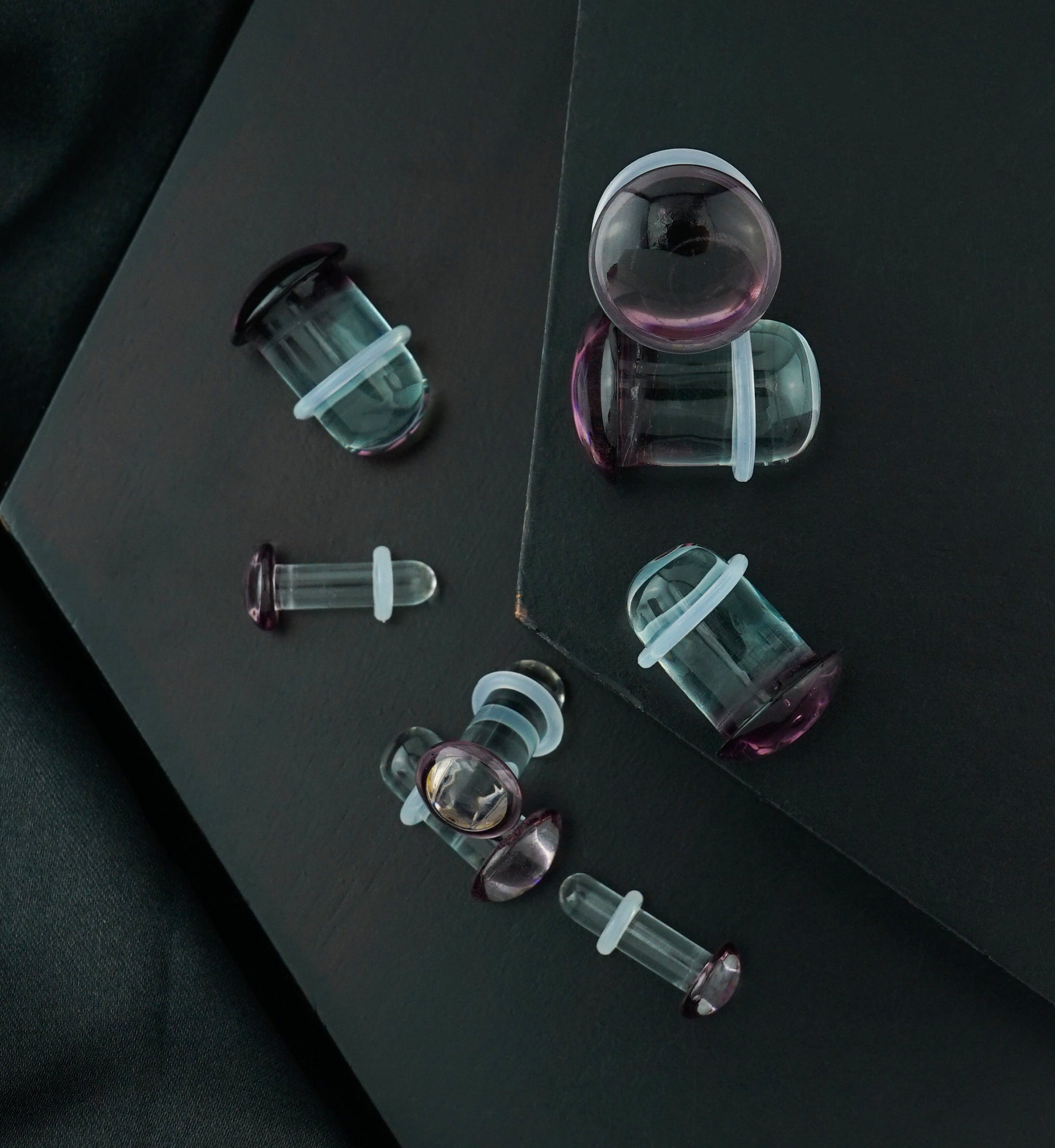 Purple Color Front Single Flare Glass Plugs