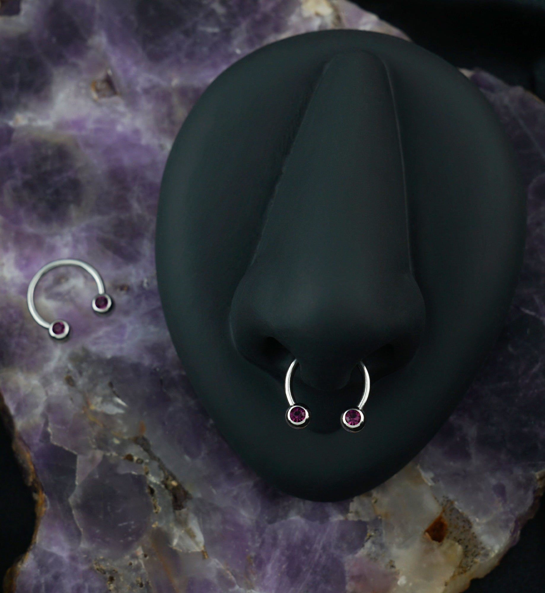 Purple CZ Steel Stainless Circular Barbell