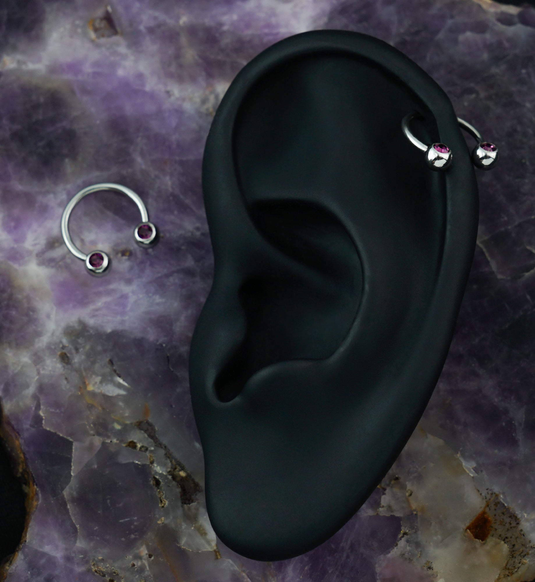 Purple CZ Steel Stainless Circular Barbell