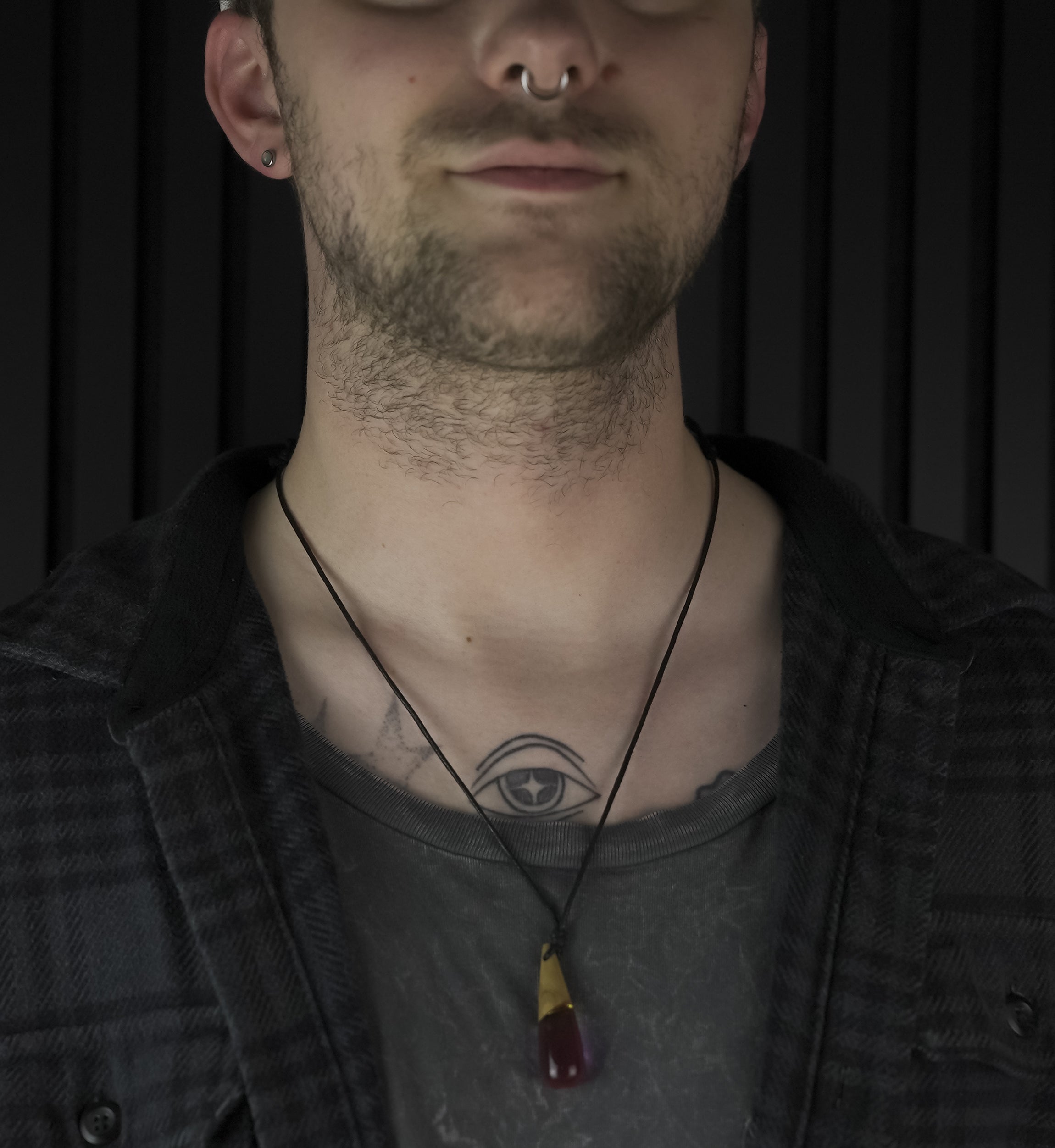 Purple Drop Olive Wood Pendant Necklace