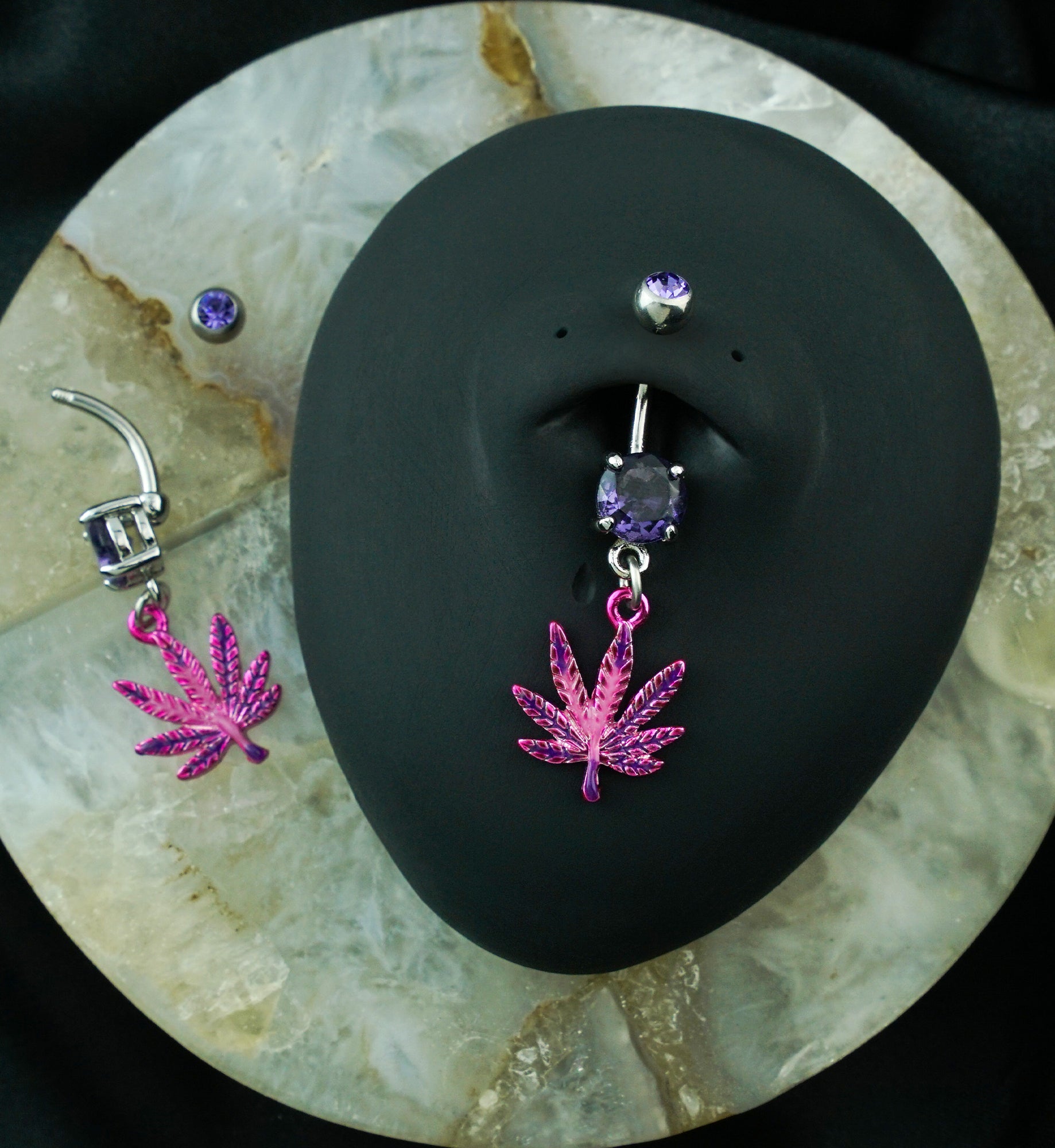 Purple Haze Leaf Belly Button Ring