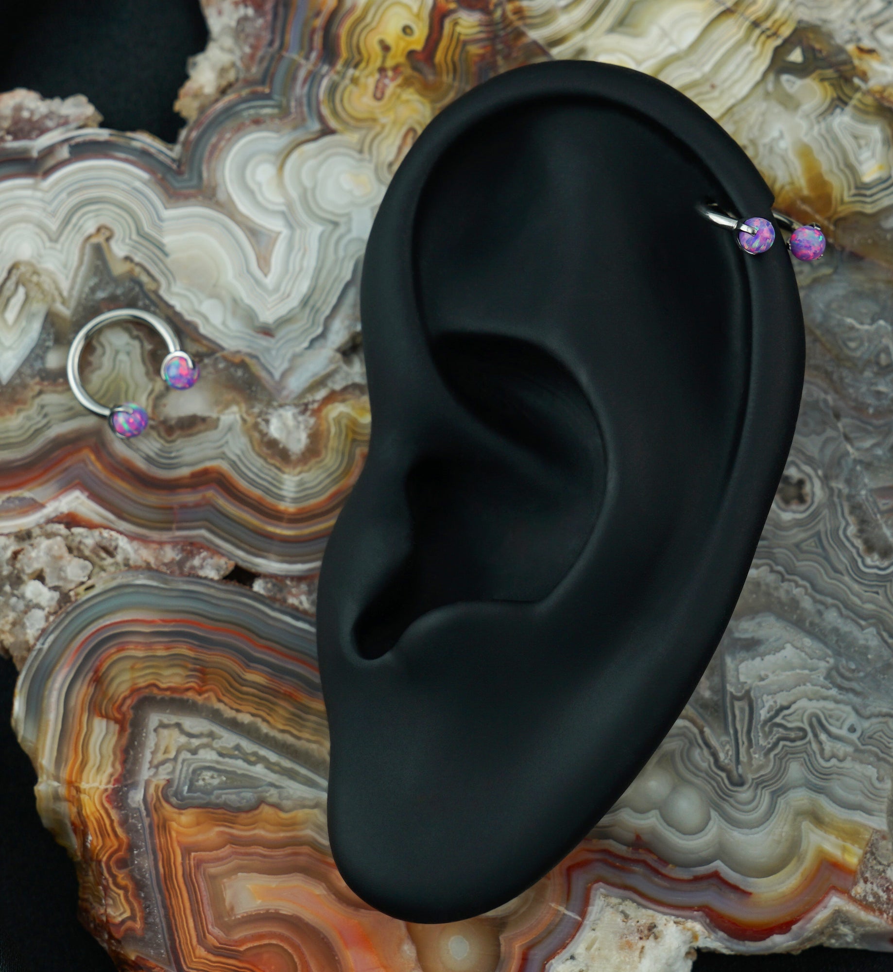 Purple Opalite Claw Stainless Steel Circular Barbell