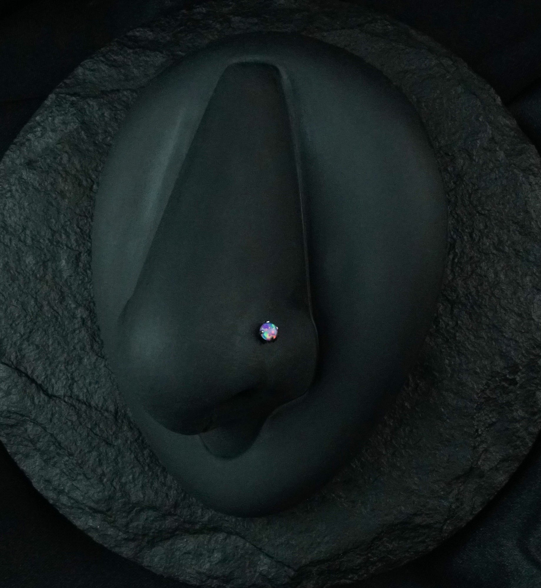 Purple Opalite Prong Set L Bend Nose Stud