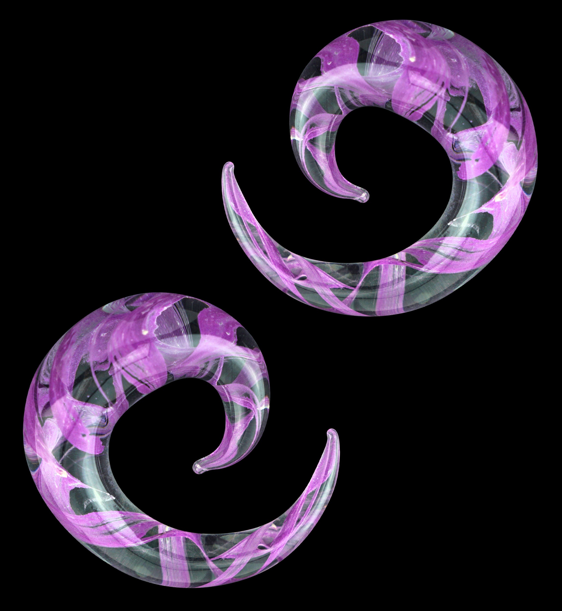 Purple Swirl Glass Spirals