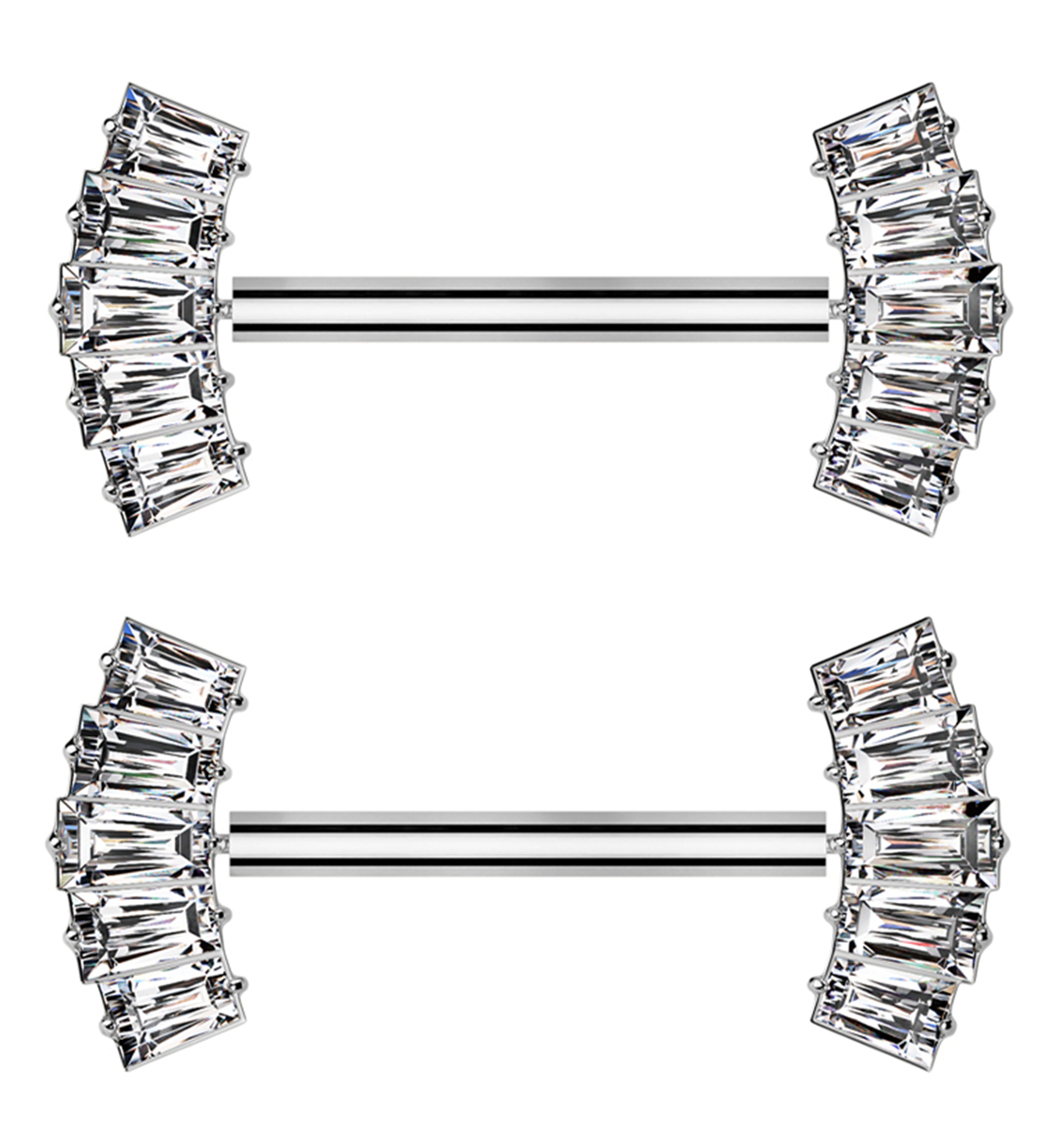 Quinary Baguette CZ Threadless Titanium Nipple Barbell