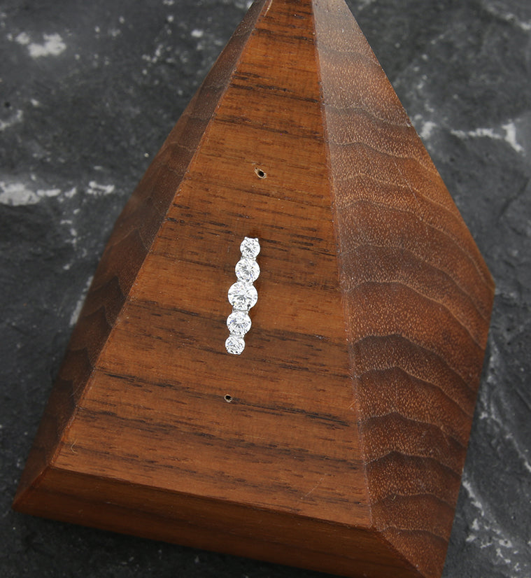 Quinary Bar Clear CZ Threadless Titanium Top