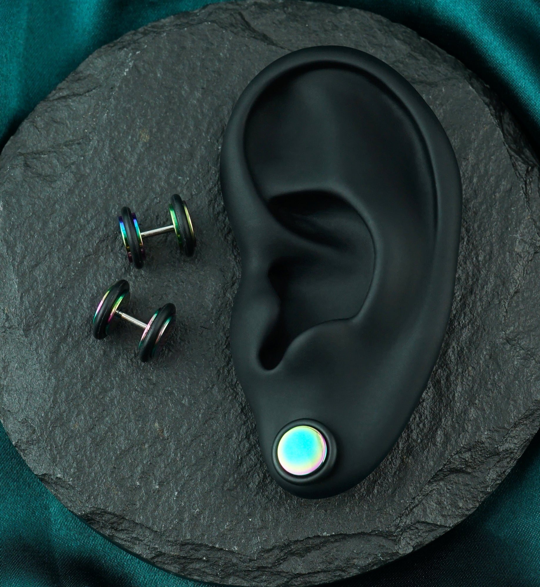 Rainbow Anodized Stainless Steel Fake Plugs