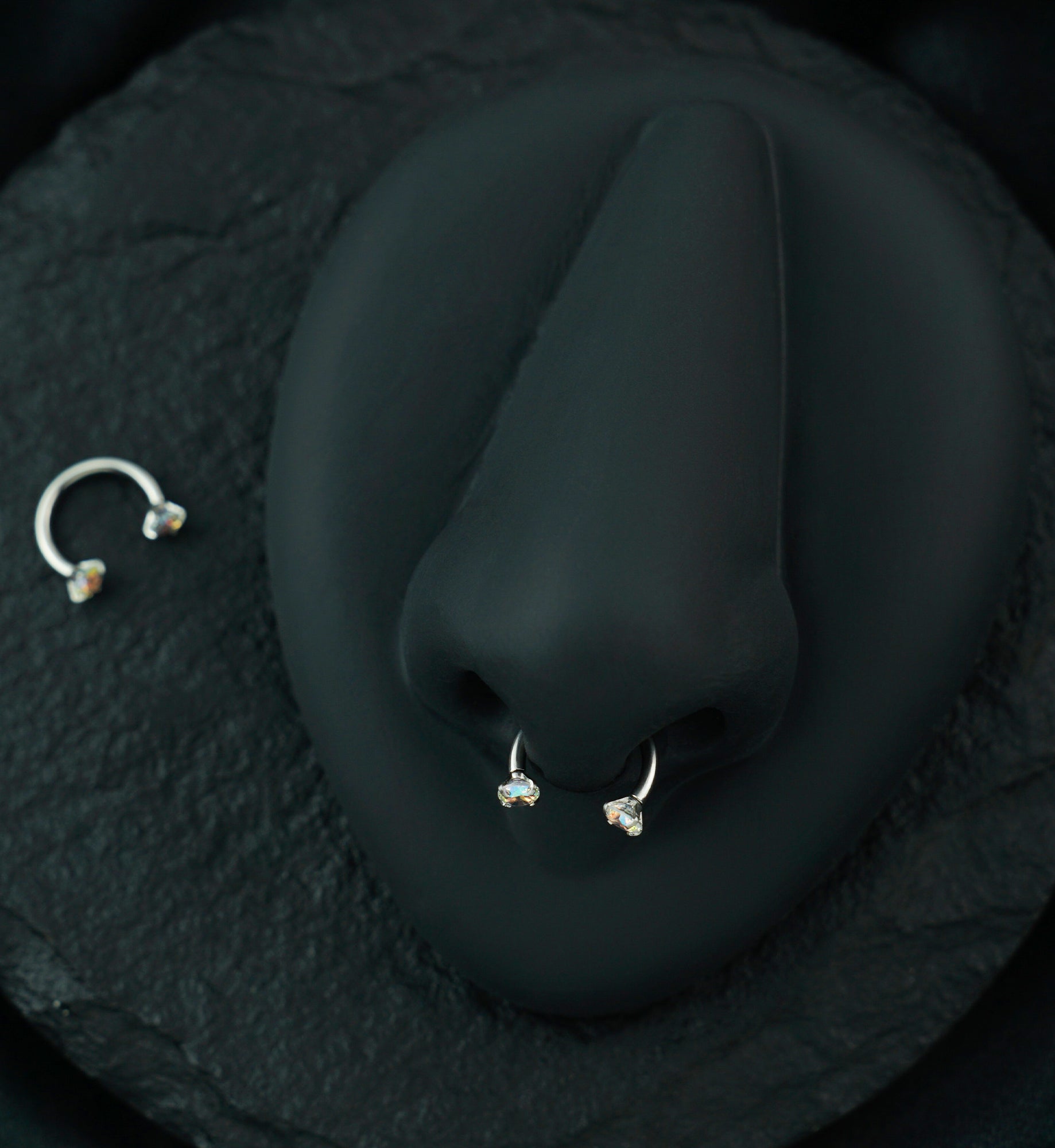 Rainbow Aurora CZ Prong Set Circular Barbell