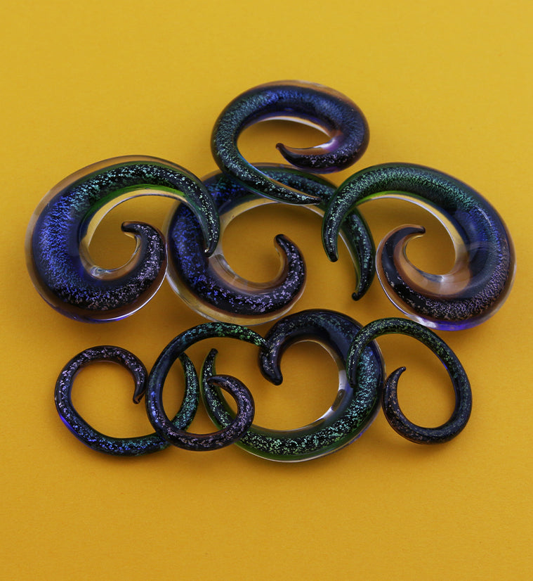 Rainbow Dichroic Glass Spirals