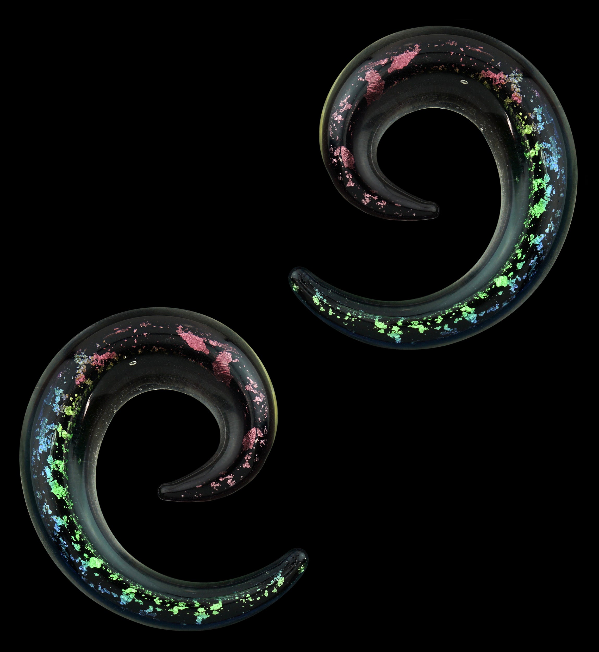 Rainbow Dichroic Glass Spirals