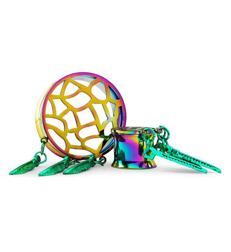 Rainbow Dreamcatcher Tunnel Plugs