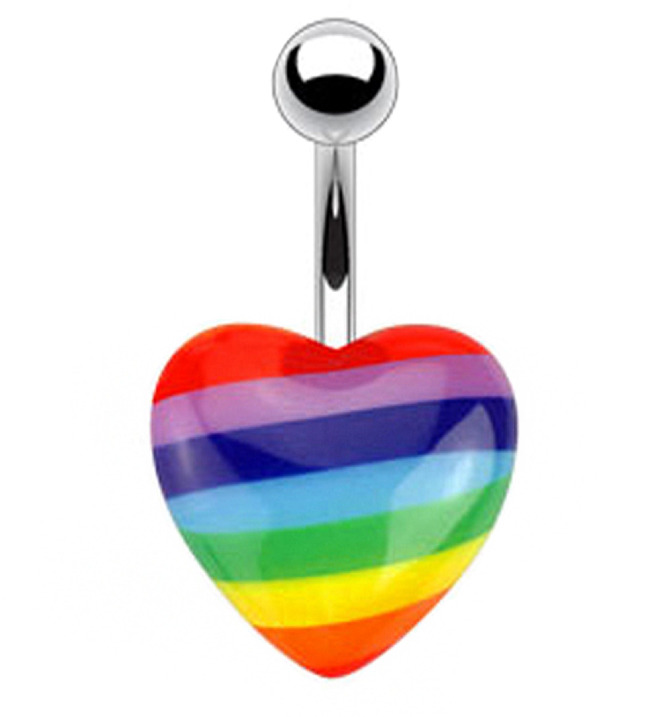 Rainbow Heart Belly Button Ring