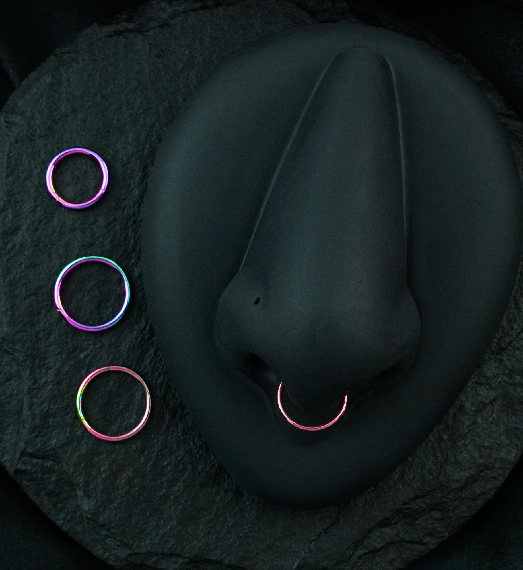 Rainbow PVD Hinged Steel Segment Hoop Ring