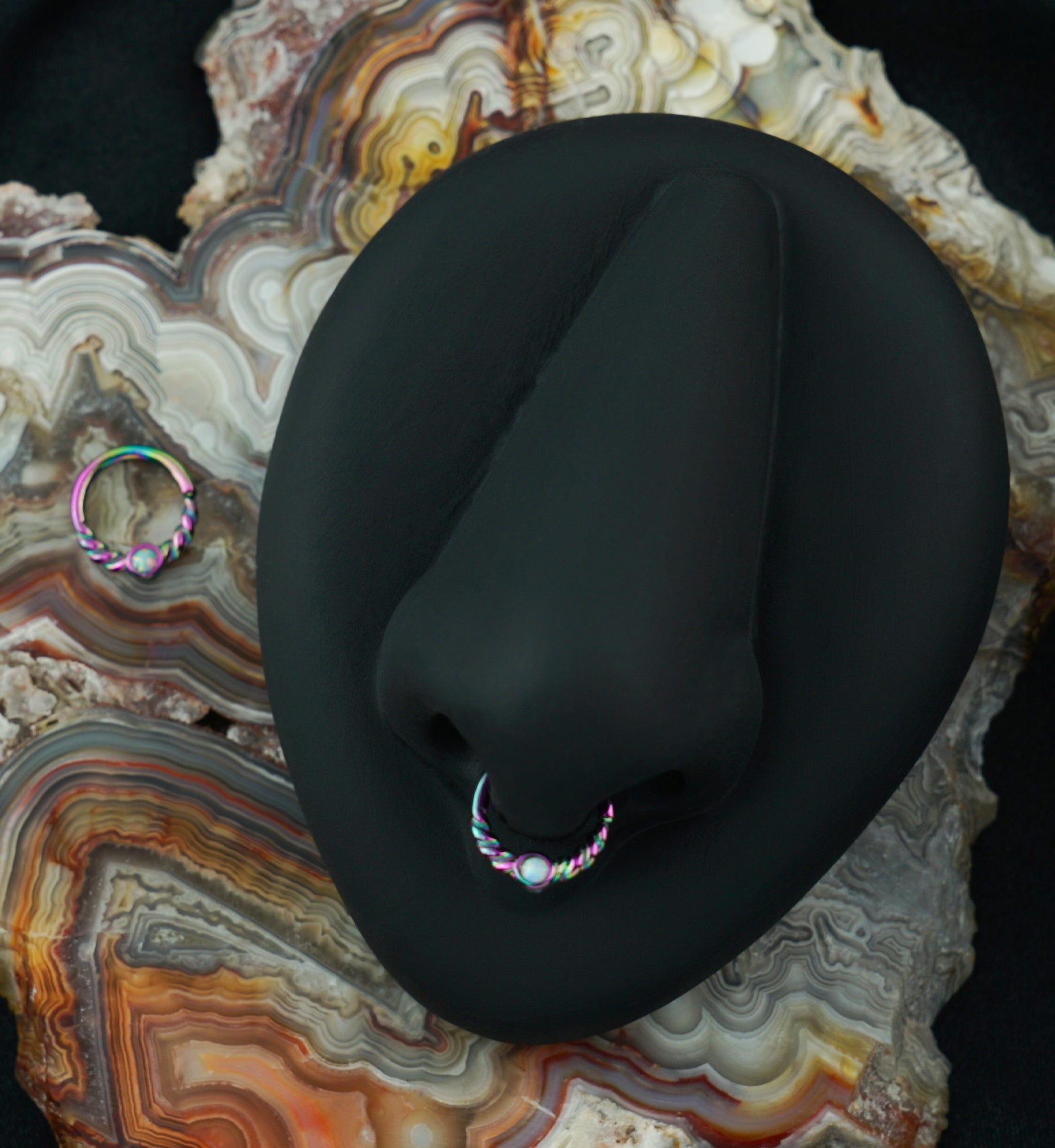 Rainbow PVD Opalite Twine Seamless Ring