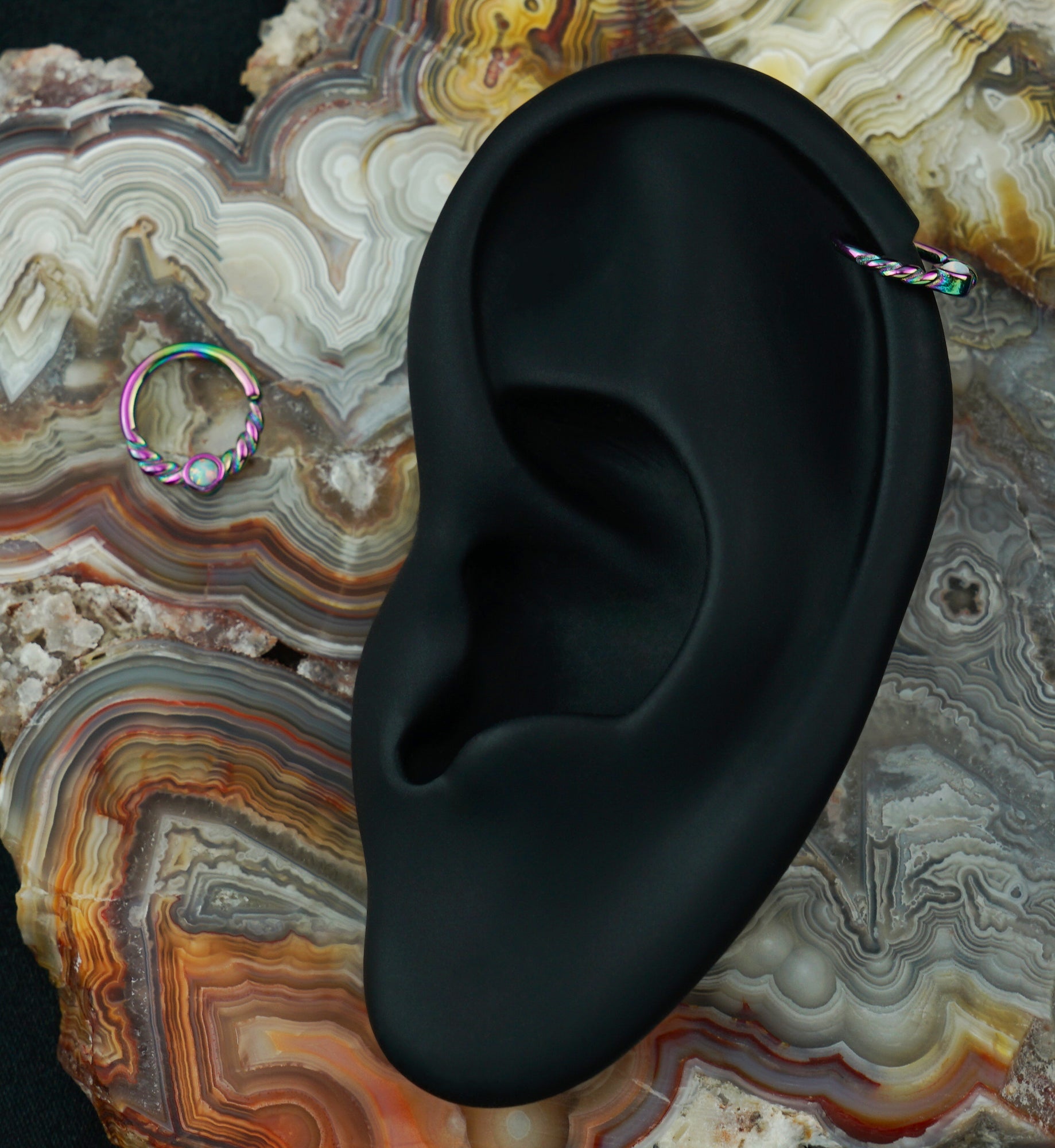 Rainbow PVD Opalite Twine Seamless Ring