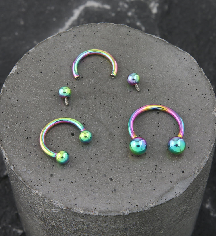 Rainbow PVD Titanium Circular Barbell