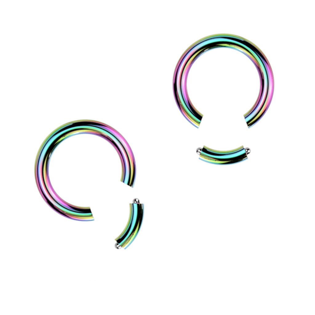 Rainbow PVD Stainless Steel Segment Hoop Ring