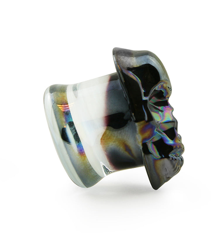 Rainbow Skull Double Flare Glass Plugs