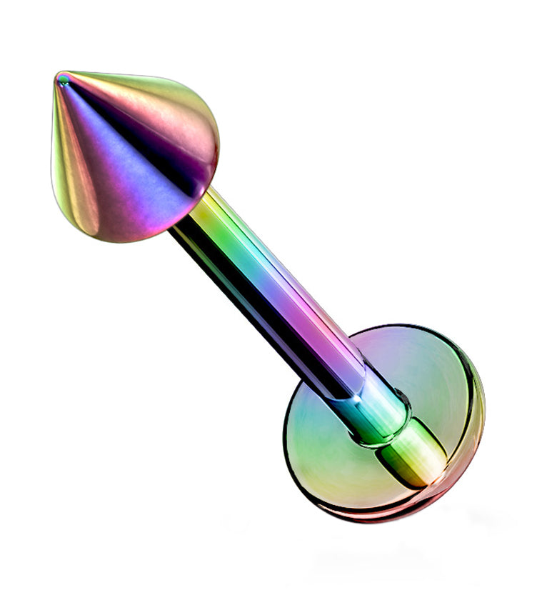 Rainbow PVD Spike Labret Flatback