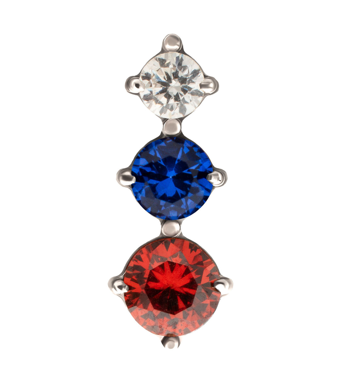 Ratio Blue and Garnet CZ Titanium Threadless Top