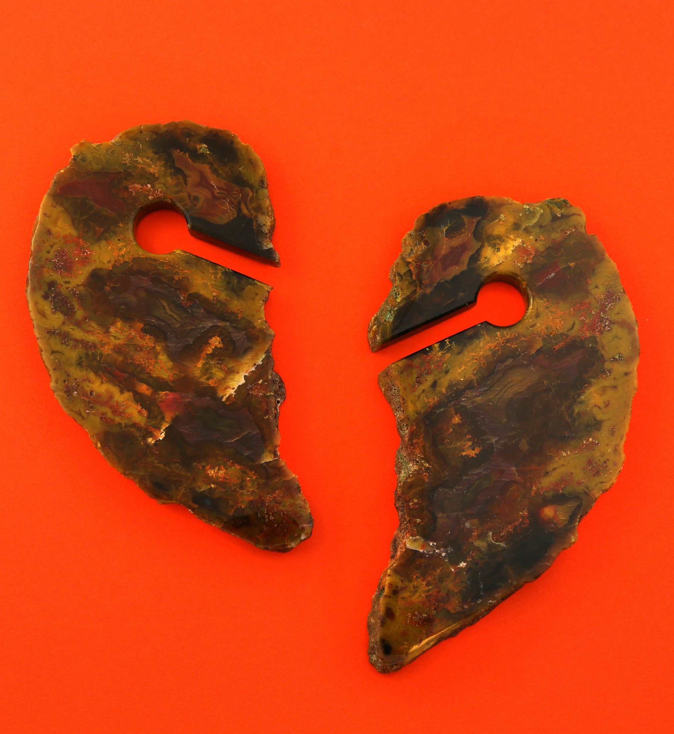 Raw Slice Agate Stone Keyhole Ear Weights Version 2