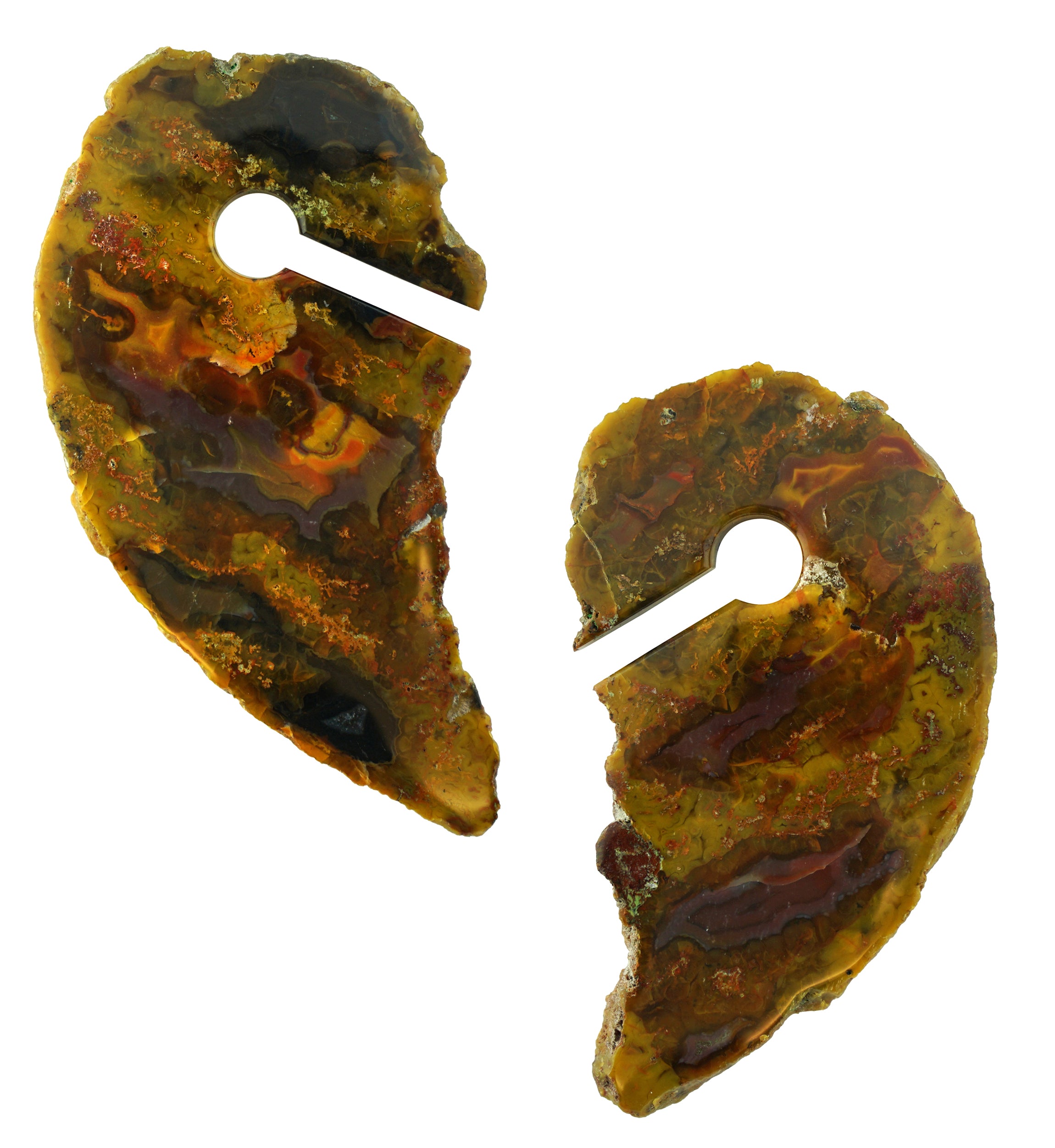 Raw Slice Agate Stone Keyhole Ear Weights Version 2