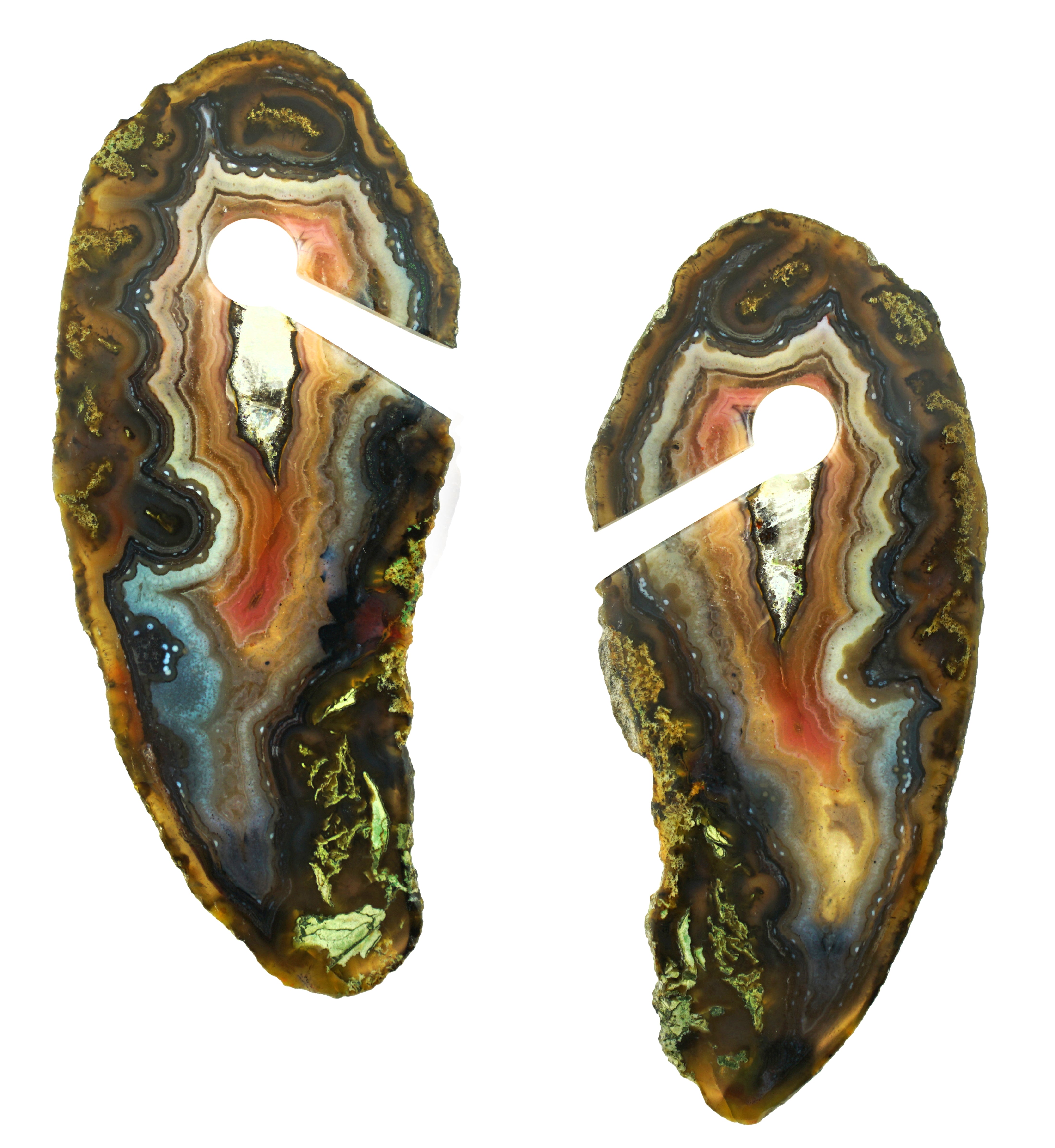 Raw Slice Agate Stone Keyhole Ear Weights Version 4