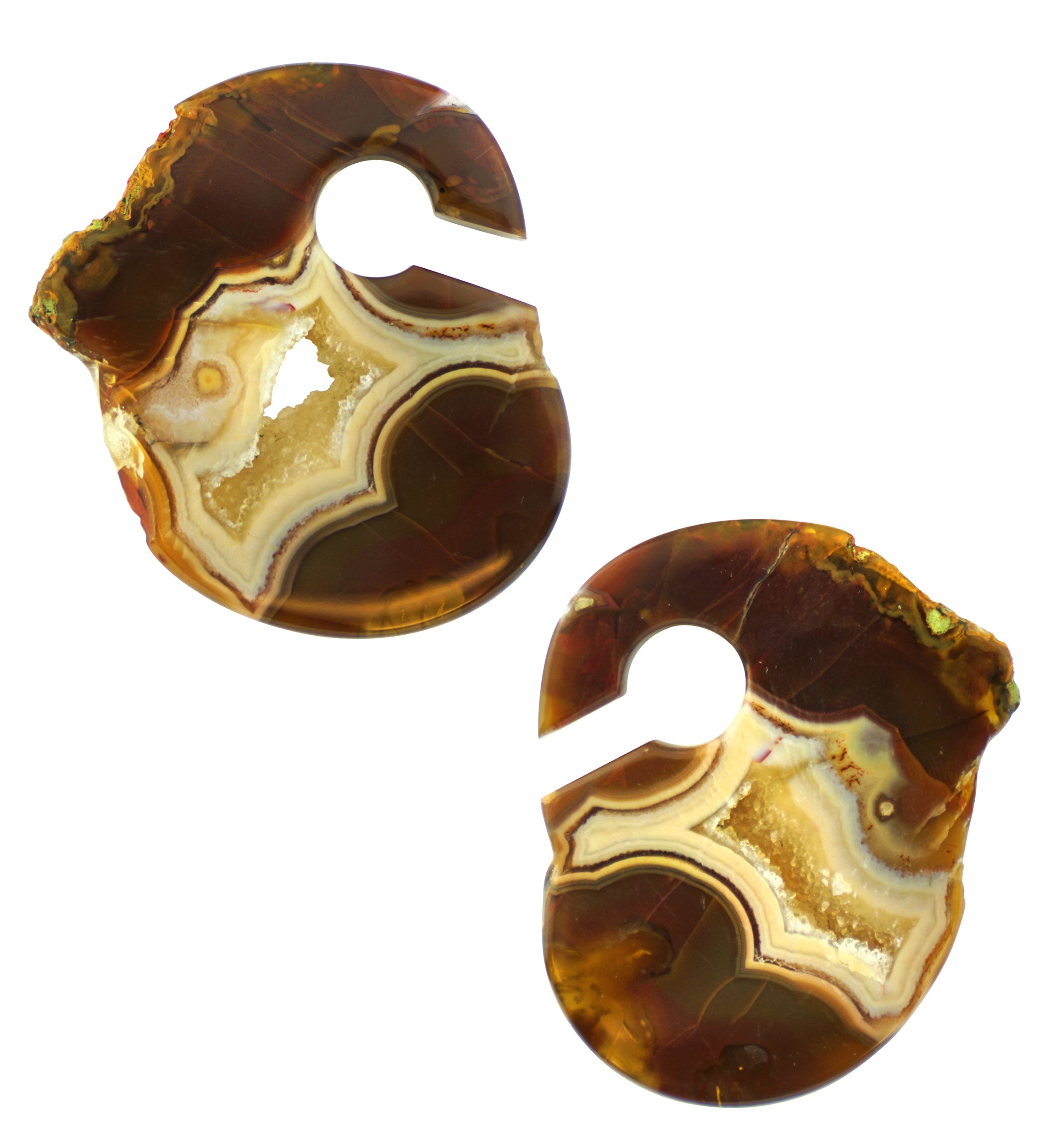 Raw Slice Agate Stone Keyhole Ear Weights Version 6