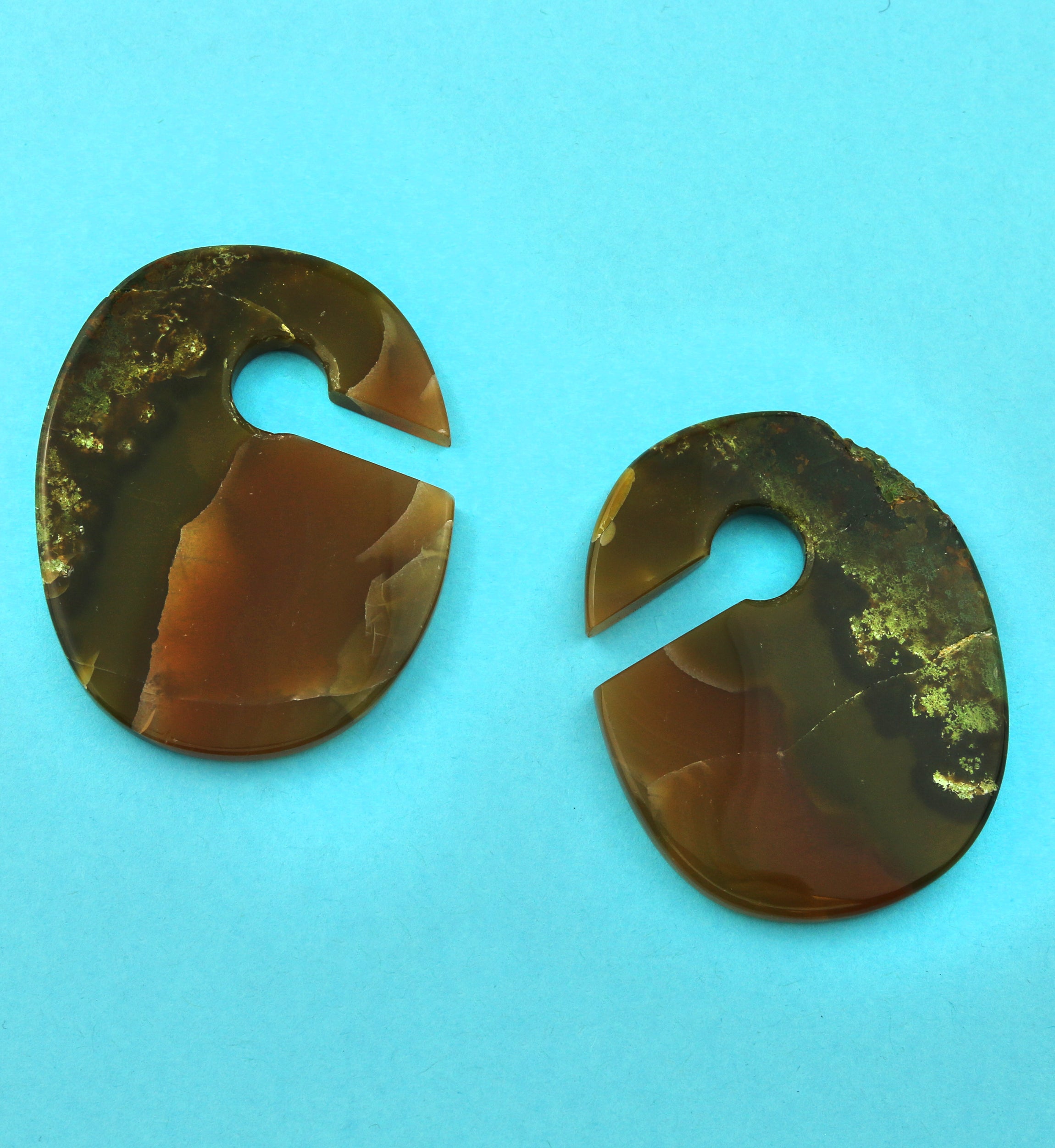 Raw Slice Agate Stone Keyhole Ear Weights Version 7