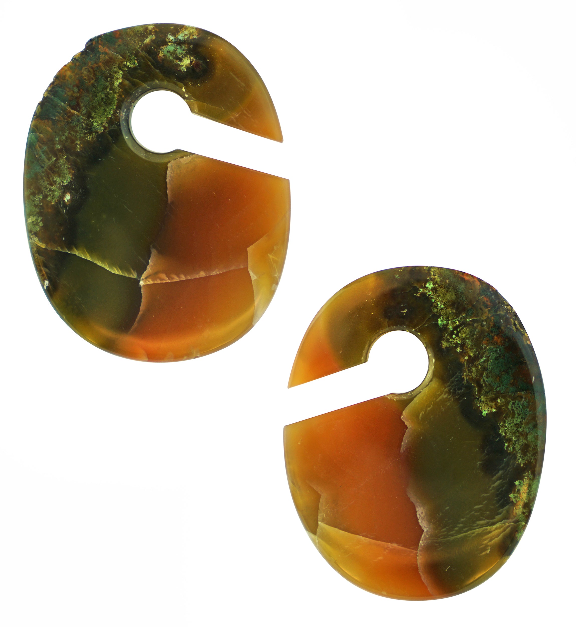 Raw Slice Agate Stone Keyhole Ear Weights Version 7
