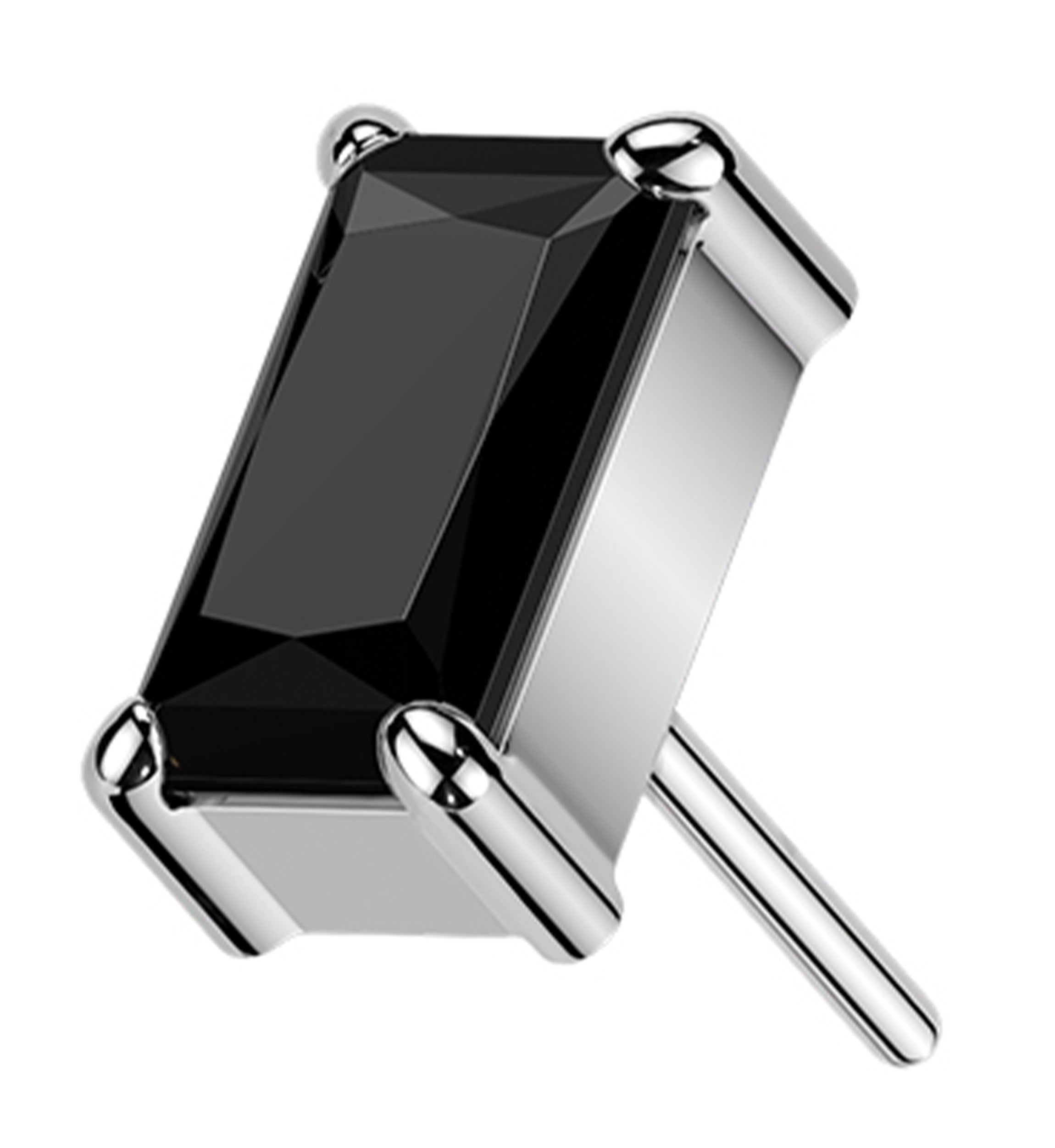Rectangle Black CZ Titanium Threadless Top